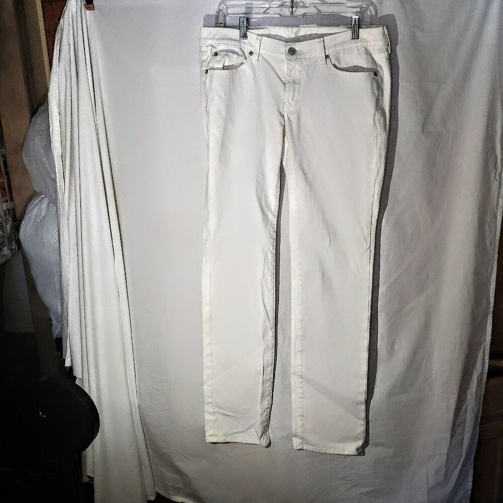 7 For All Mankind Women's Straight White Denim Jeans